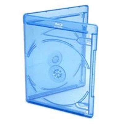 10 x Amaray Cases for 2 Blu-ray Discs 14 mm Blue Transparent High-Grade Case