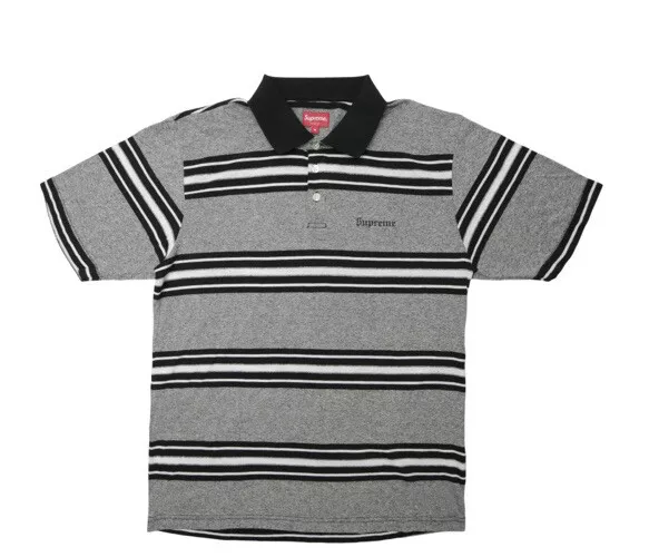 Polo à rayures noires et blanches Supreme Heather taille S homme FW17