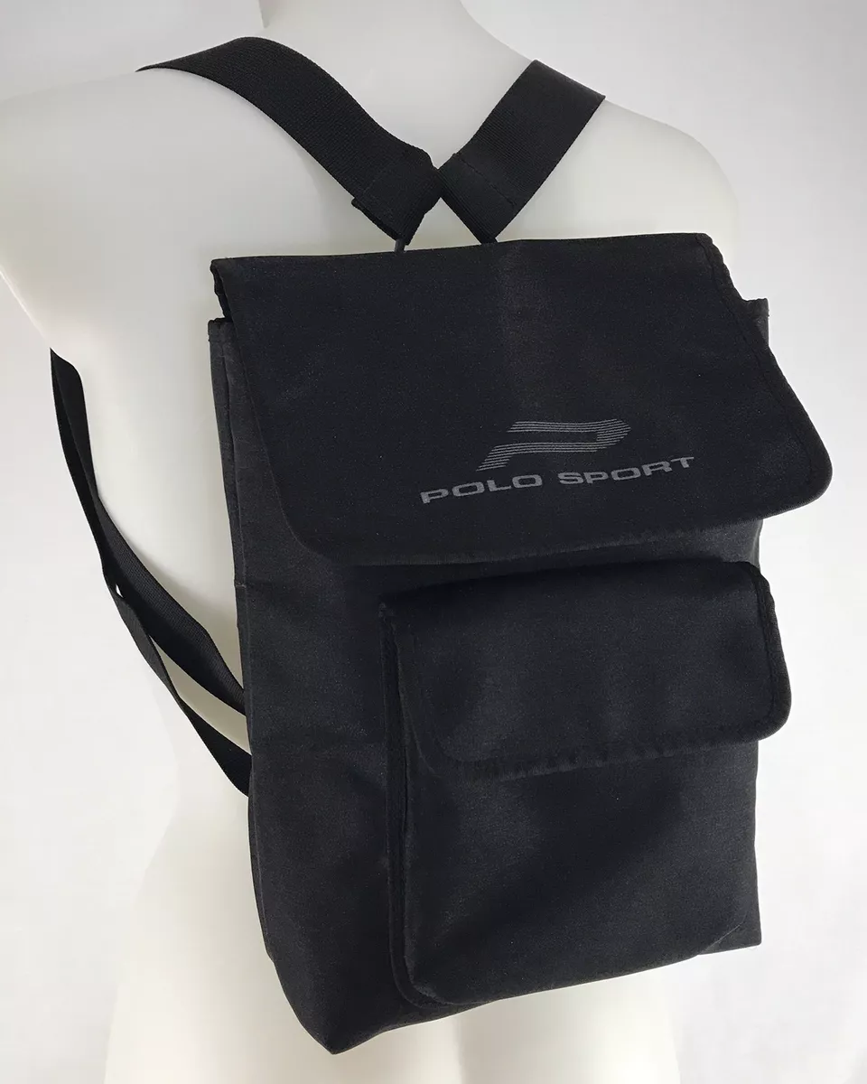 Ralph Lauren Polo Sport Mini Backpack Purse Black Shimmer Womans Small Bag Vtg
