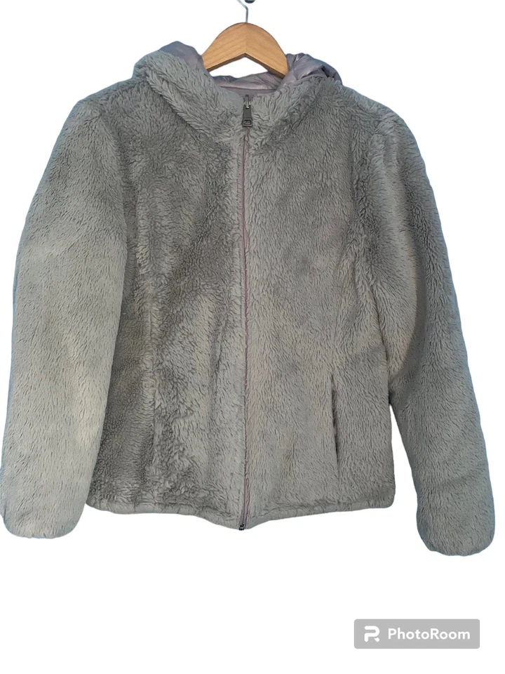 Andrew Marc Reversible Puffer Polar Chaqueta Abrigo Gris Lavanda Talla M Foto 4 de 4