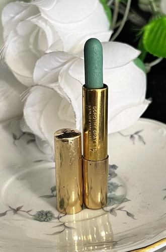 VINTAGE DOROTHY GRIGIO ORO TUBO METALLO OMBRETTO STICK VERDE NUOVO - Foto 1 di 6