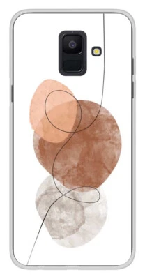 Coque en silicone imprimée compatible Samsung Galaxy A6 2018 One line marron - Photo 1/3