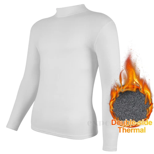 Men Long Sleeve Thermal Tops Pullover Underwear Tees Double-side Fleece T-Shirt - Picture 14 of 15