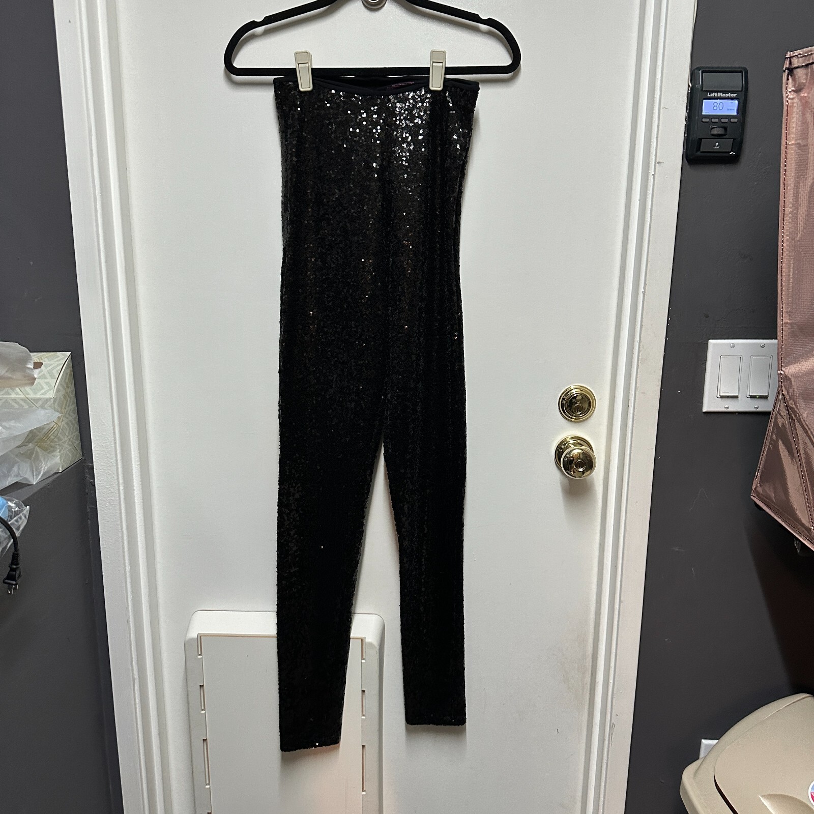 Commando sequin pants long black size Large strai… - image 1