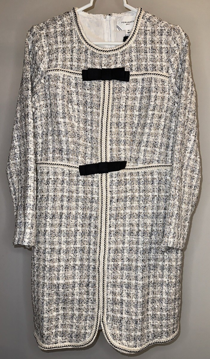 ivory bow tweed brigitta dress Pomander Place Tuckernuck Ivory Bow Tweed Brigitta Dress