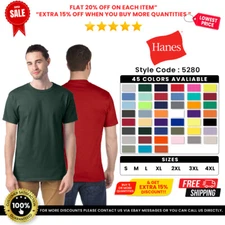 Hanes 5280 Unisex Adult ComfortSoft Plain Short Sleeve Tee Crew Neck T-Shirt