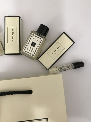 Jo Malone 3xLime Basil Mandarin Vials 2xHand Wash Gel Lot .5 oz 15 ml w/ Card - Picture 3 of 5
