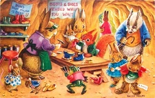 Medici Fantasy Postcard Pk 373 Animals Visit to the Cobbler, A/S Racey Helps