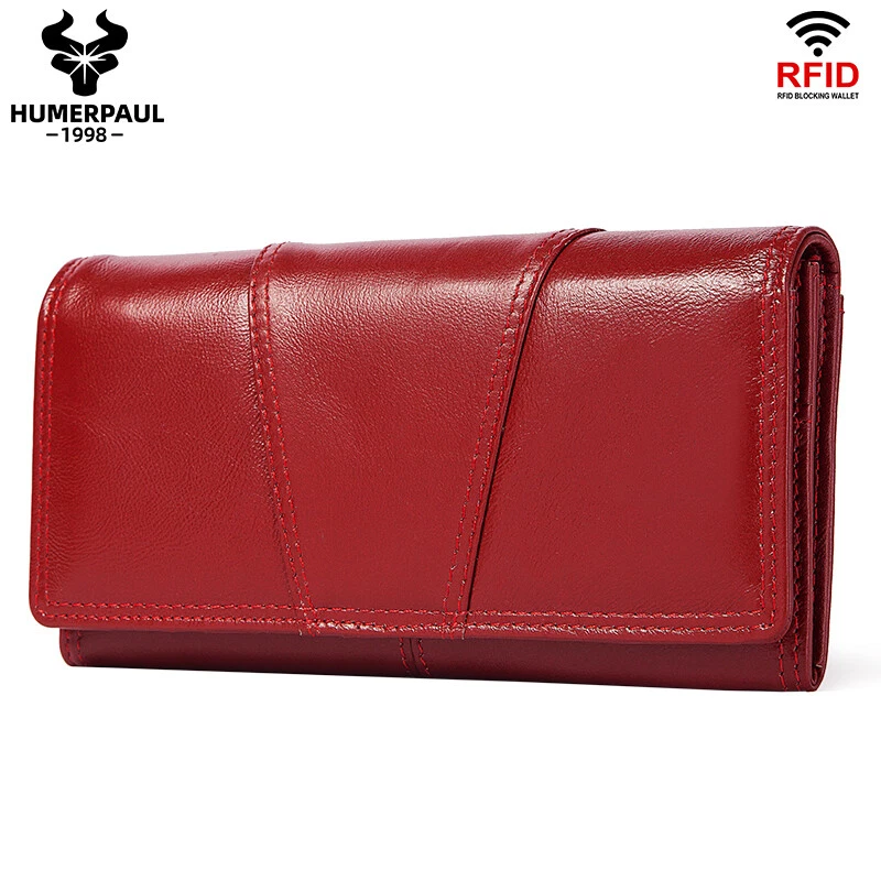 Portafoglio Donna Grande Elegante Vera Pelle Protezione RFID Portamonete Piccolo - Immagine 2 di 4