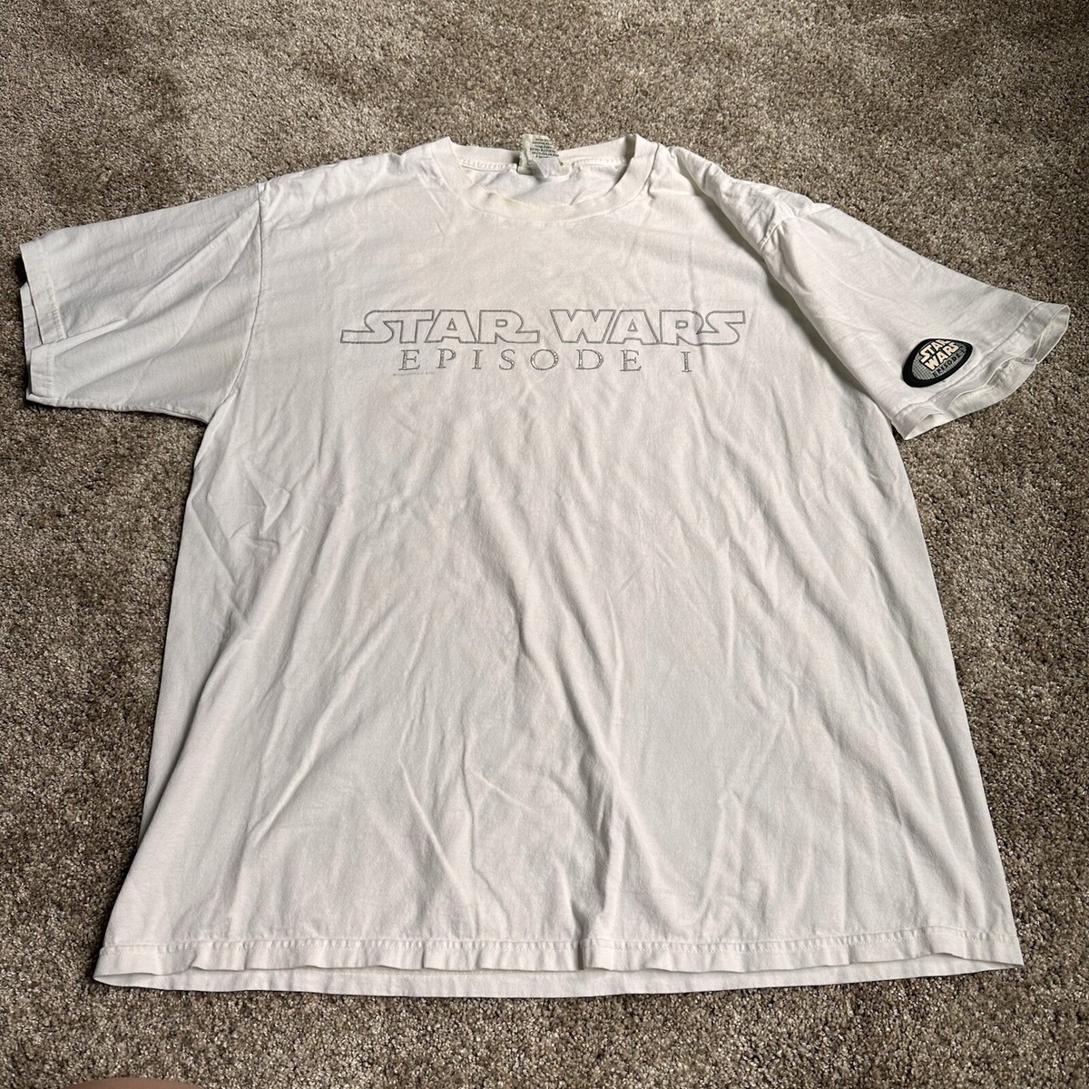 Vintage Star Wars Episode 1 White Movie Promo T-Shirt Lee Sports 
