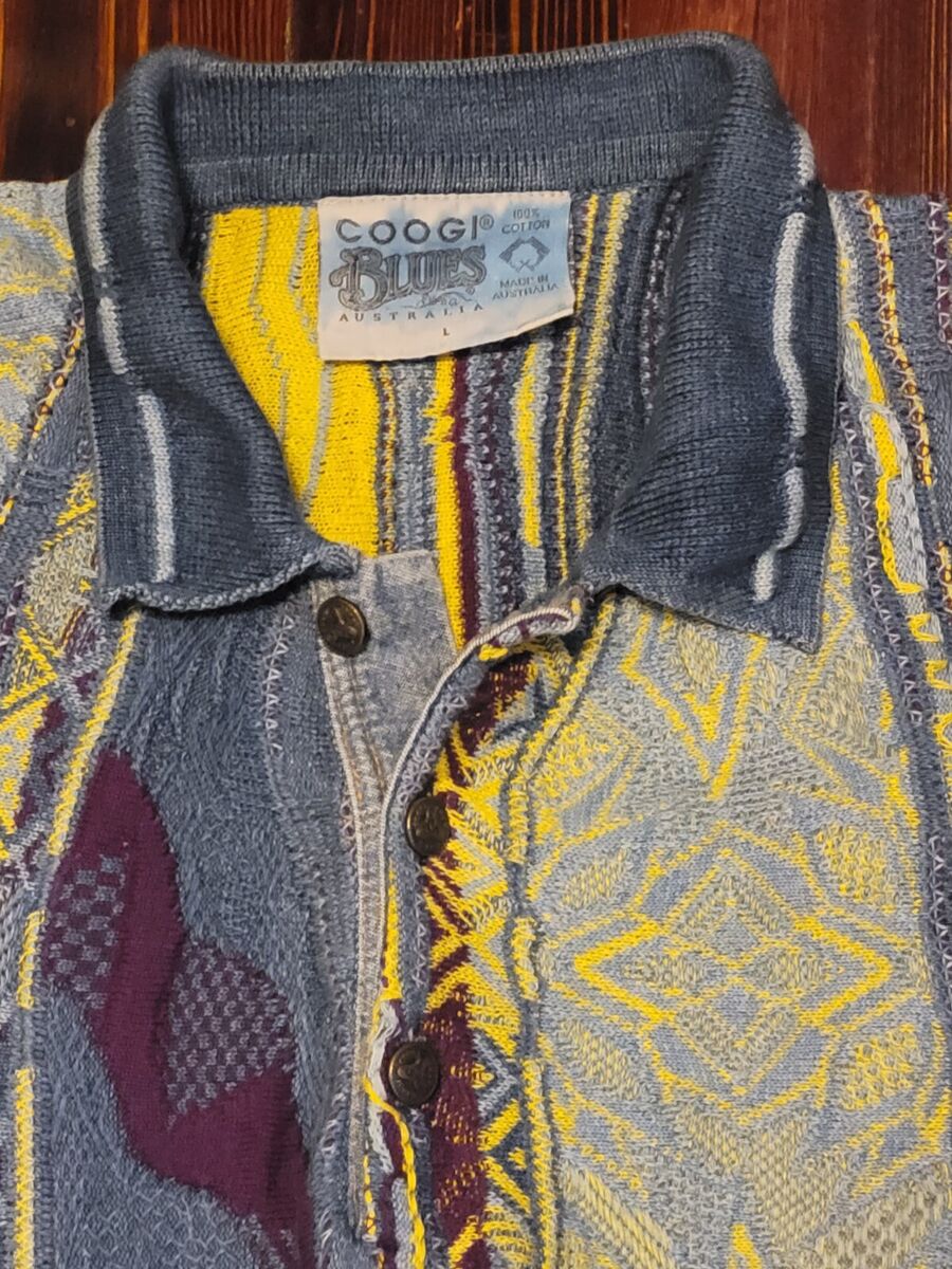 Coogi Australia Blues Short Sleeve Polo Sweater Tag size L Coogi Australia Blues Short Sleeve Polo Sweater Tag size L