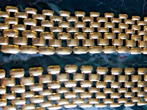 Vintage Goldtone set painter 19.25" necklace +8.25" bracelet convertible to 27.5 - Foto 3 di 13