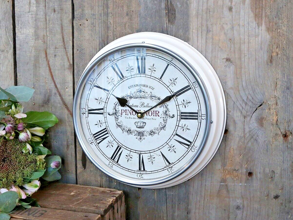 Chic Antique Wanduhr Uhr Shabby Chic Landhausstil Ø 31 cm weiß Metall 64442-19