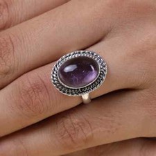 Amethyst Solid 925 Sterling Silver Band Statement Ring Handmade Ring All size
