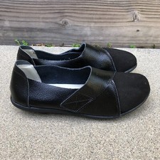 Women's Genuine Leather Comfort Shoes Women's EU 40 US 8.5-9 Black Strap Flats