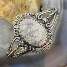 Carolyn Pollack Sterling Silver Large  Oval Howlite Decorated Bracelet For Women