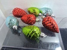 Christmas Pine cone ornaments mixed lot of 7 plastic colorful