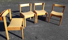 Clive Bacon 1970 beechwood padded interlocking chairs x4 cafe hall church etc.