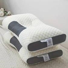 UFIST 2pcs Soft Knitted Massage Cervical Orthopedic Neck Pillow White/Grey 