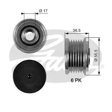 Alternator clutch pulley OAP7049 GATES for MERCEDES-BENZ E-CLASS T-Model E-CLASS