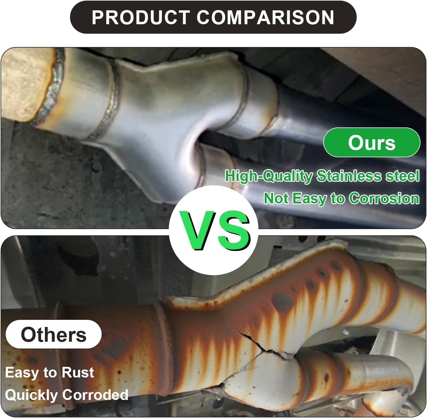 Exhaust Tip T409 Stainless Steel X Pipe Dual Exhaust Adapter Connector 