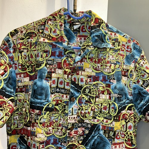 Vintage T&C Surf Designs Hawaii Asian Print Aloha Button Down Shirt S - Picture 3 of 10