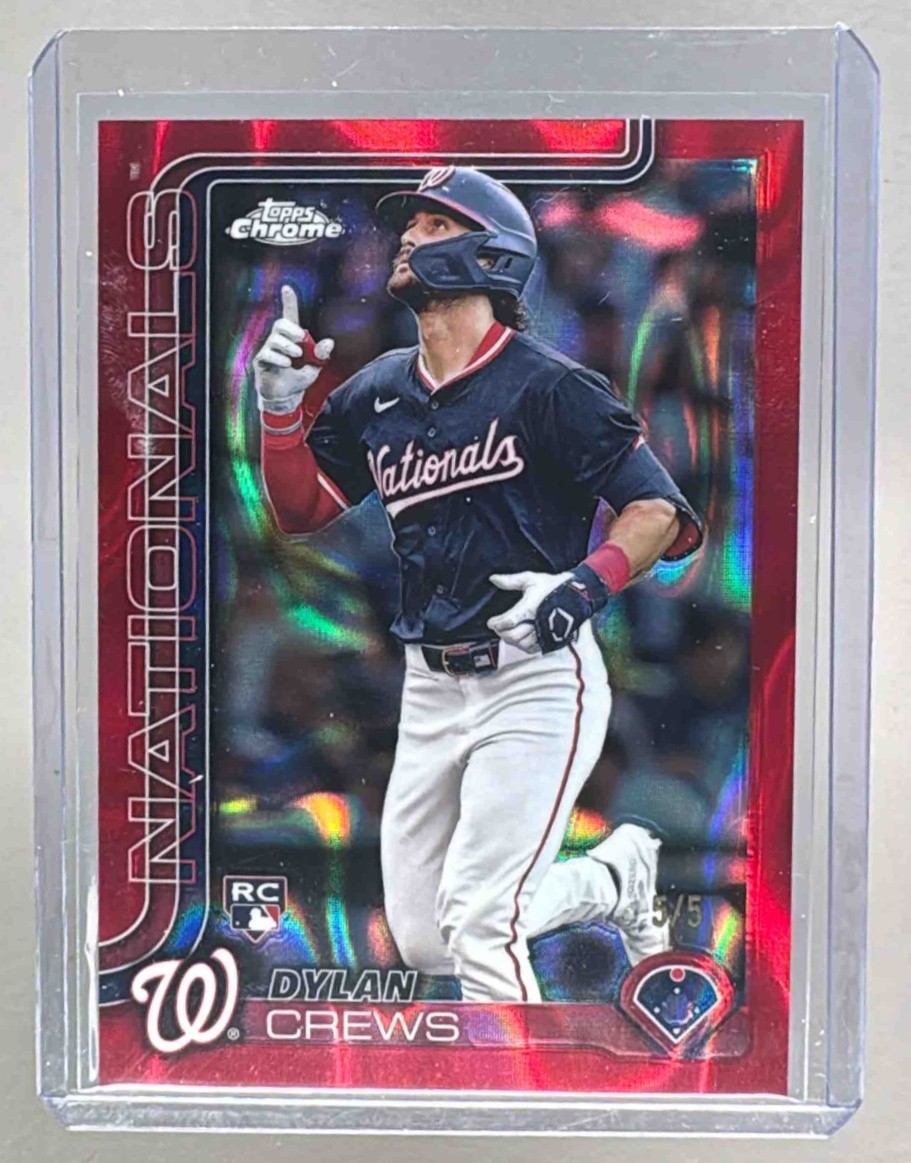 Dylan Crews 2025 Topps Chrome #146 Red Lava Refractor Rookie RC 5/5