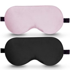 100 Real Mulberry Silk 2 Pack Sleep Mask, Natural Pure Silk Eye Masks with A...