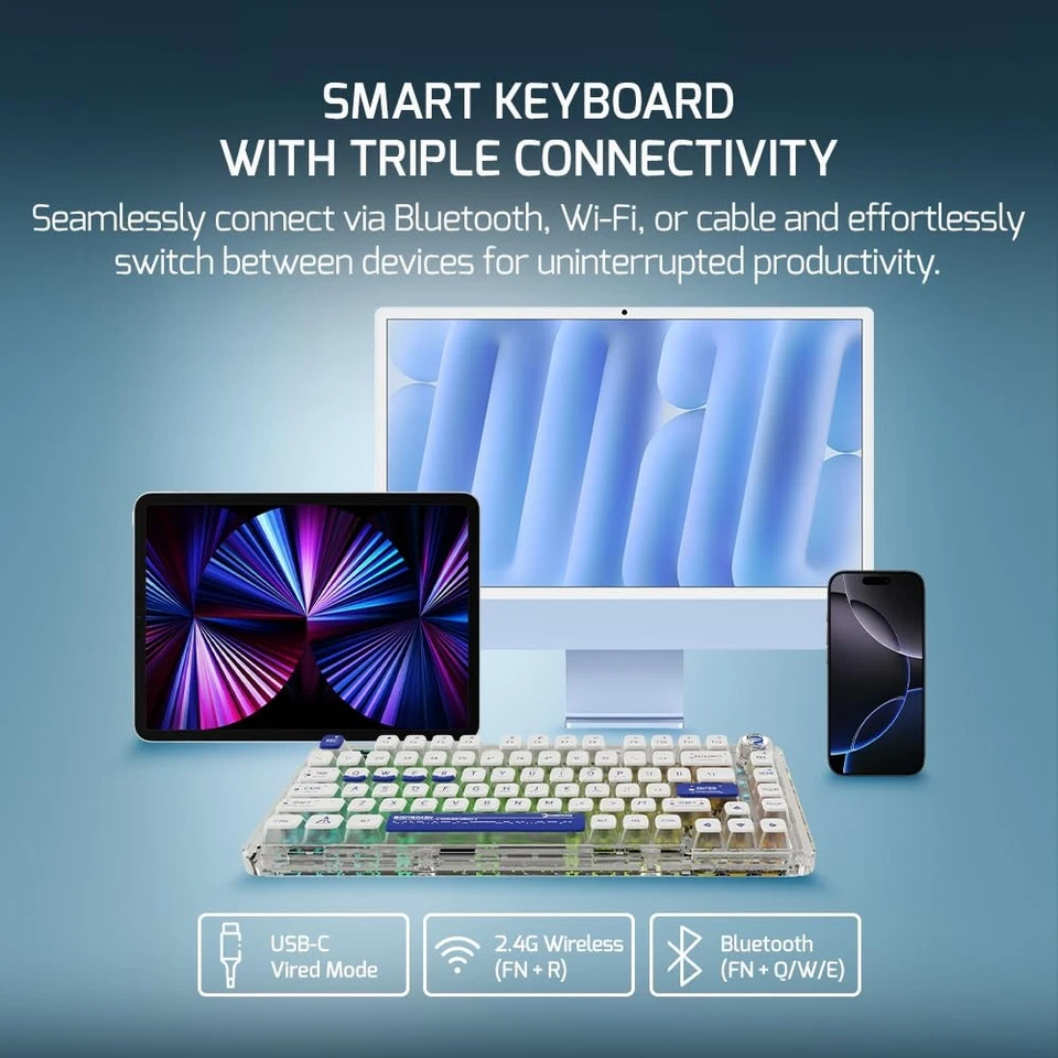 Gasket Pro 75% Mechanical Gaming Keyboard, Triple Mode, 81 Keys, Knob Switch,... - Image 2 of 4