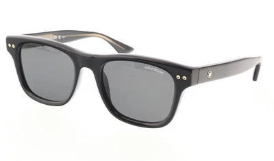 Gafas de sol Montblanc MB0254S-001 audaces negras cuadradas con detalles dorados - Imagen 1 de 4
