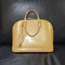 Louis Vuitton Alma Vernis Bag Pink Beige Gold Leather Vintage Damaged