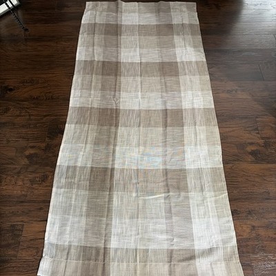 (2) SKL Home Tan And White Plaid Curtains 3 Ft X 84 Inches