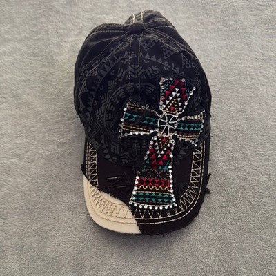 KBETHOS Women s Hat Cap Embroidered Black Multicolor Embellishment Cross Pattern