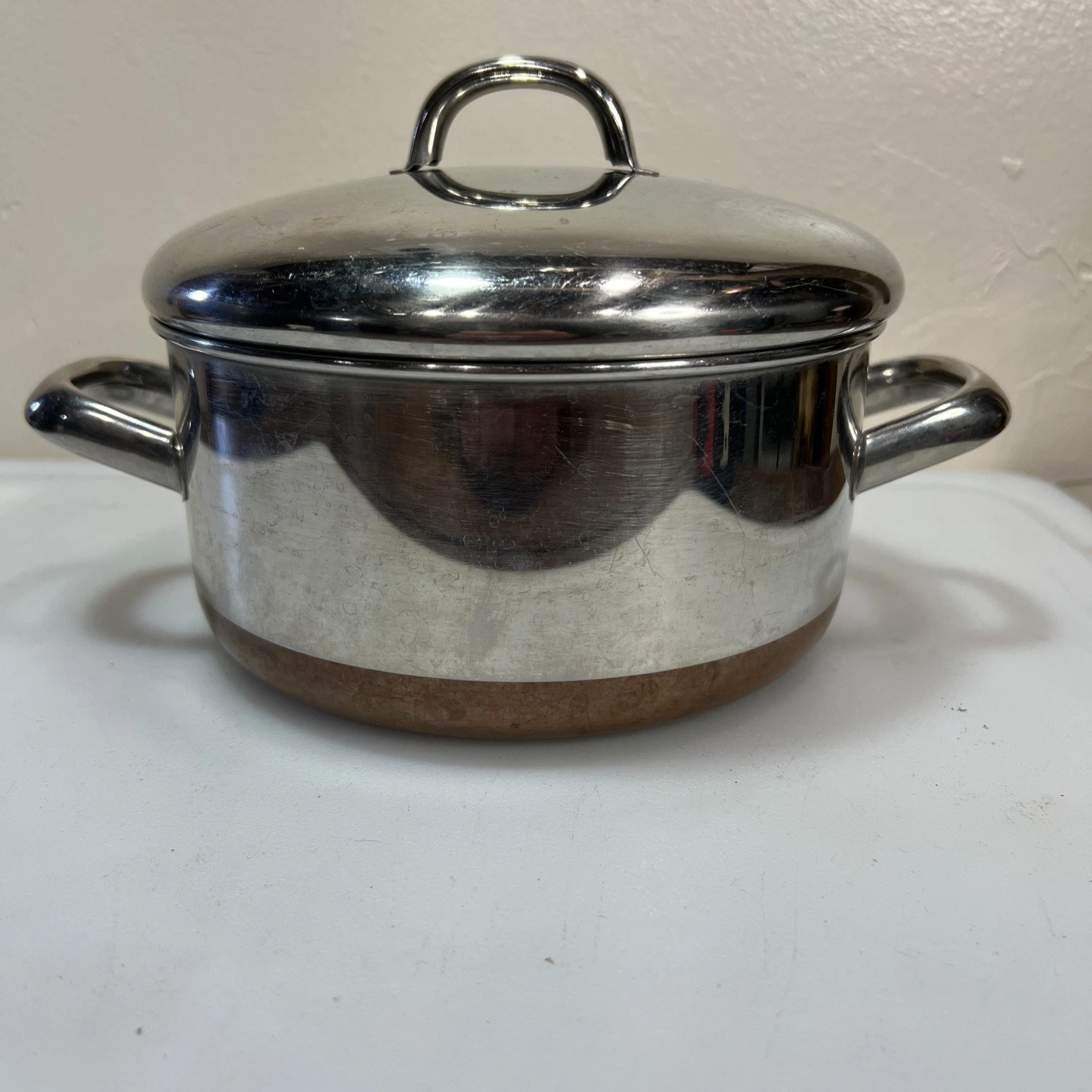Rare Vintage Revere Ware 2 Quart Stockpot With Lid Double Handles 2qt -85
