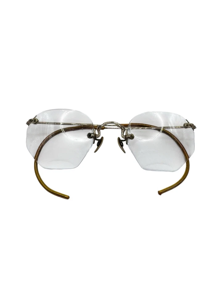 Gafas sin montura Dr. Rolfes bifocales de oro 12k vintage de los años 50 con estuche Foto 3 de 4