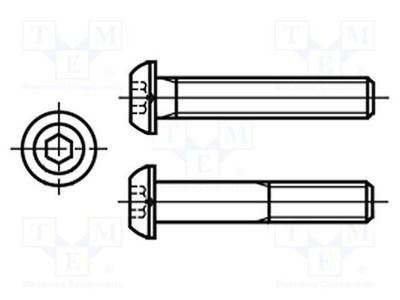 HEX 4mm 1 Kopf: Kugelkopf ISO 7380-1 M6x25 Schraube Sechskant
