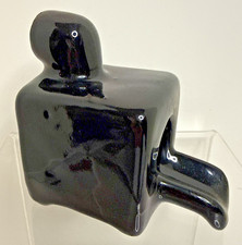 Vintage Black Ceramic Smoking Chimney Woodstove Ashtray Cigarette Cigar Incense