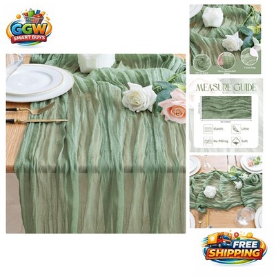 Stylish 10FT Sage Green Cheesecloth Table Runner - Ideal for Easter Celebrations