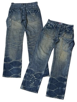 Japanese denim GL HEART mud wash dirty faded jeans/Size 31 