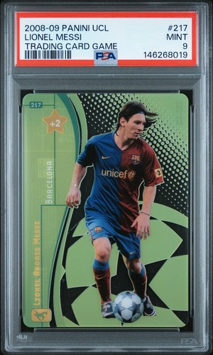 2008-09 PANINI CHAMPIONS LEAGUE TRADING CARD GAME #217 LIONEL MESSI PSA 9