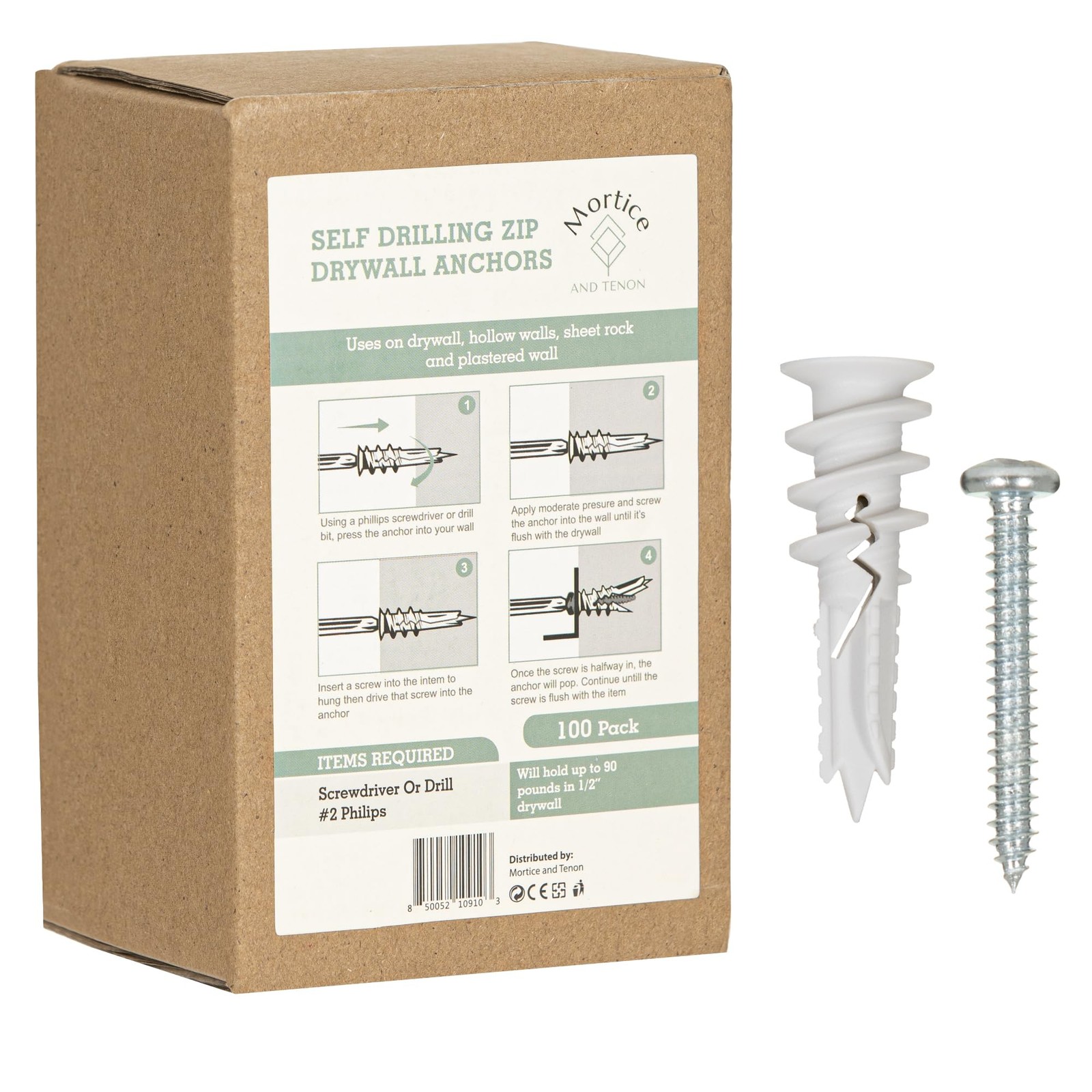 Premium Splitting Nylon 66 Self-Drilling Drywall Anchors and Screws Kit | Use...