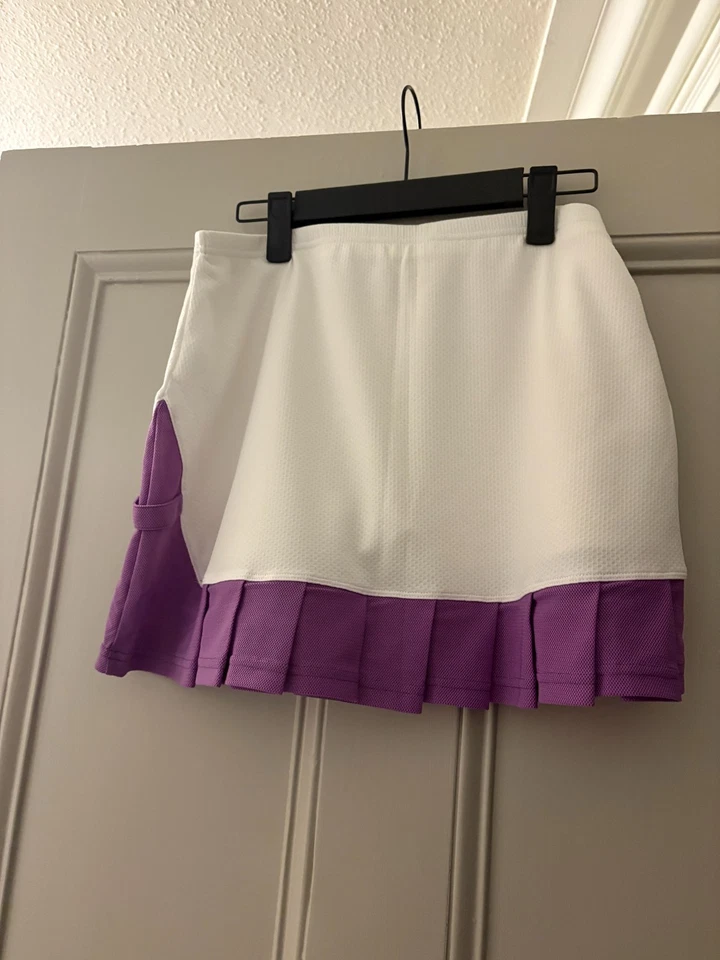 K-Swiss Women's Midi Skirt  white and purple pleated 100% Polyester Skirt Size M - Image 2 of 4