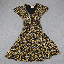 Maeve Dress Womens Small Black Floral Fit & Flare Knee Length Anthropologie