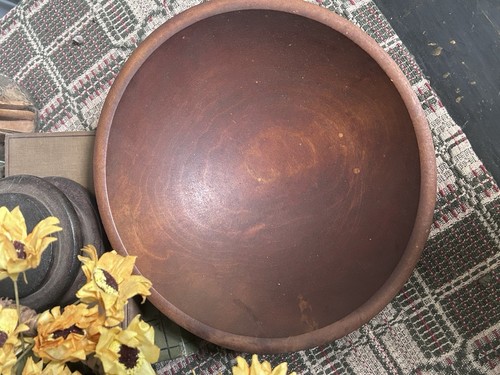 Antique Wooden Bowl9 1/2” Diameter Primitive Vintage Country