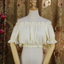 Lady Cropped Top Short Sleeve Blouse Lolita JK Shirt Ruffle Chiffon Tee