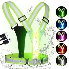 LED Reflective Vest Running Gear, High Visibility Reflective Running vest, 5 ...