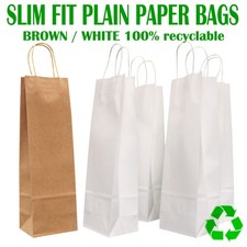 Wine Bottle Bag Brown White Paper Birthday Christmas Present Gift All Occasions