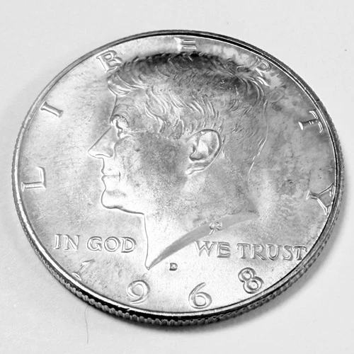 1968 D Kennedy Half Dollar 40% Silver AU ABOUTVUNCIRCULATED DETAILS #2019