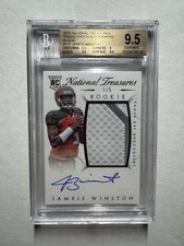 Jameis Winston 2015 Panini National Treasures Black Rookie Patch Auto /5 BGS 9.5