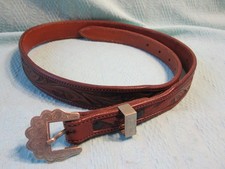 Women's Western Leather Belt W BUCKLE Cowgirl Hand Tooled LEAF Belt 1 inch